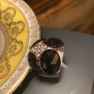 Chunky Silver and Black Ring Size 8
